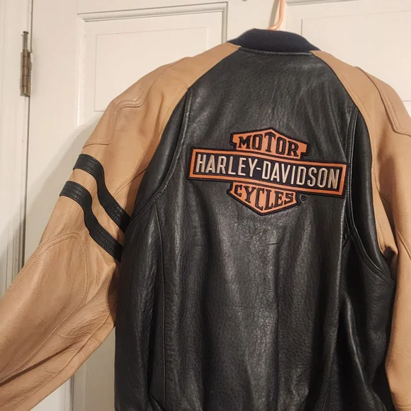 Harley-Davidson Black and Tan Leather Jacket Women/ Men Small